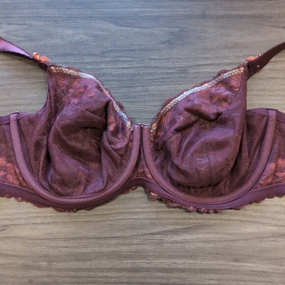 Adore Me Zita Bra Unlined Full Coverage Underwire Floral Lace Satin Bow 42D - Picture 13 of 16